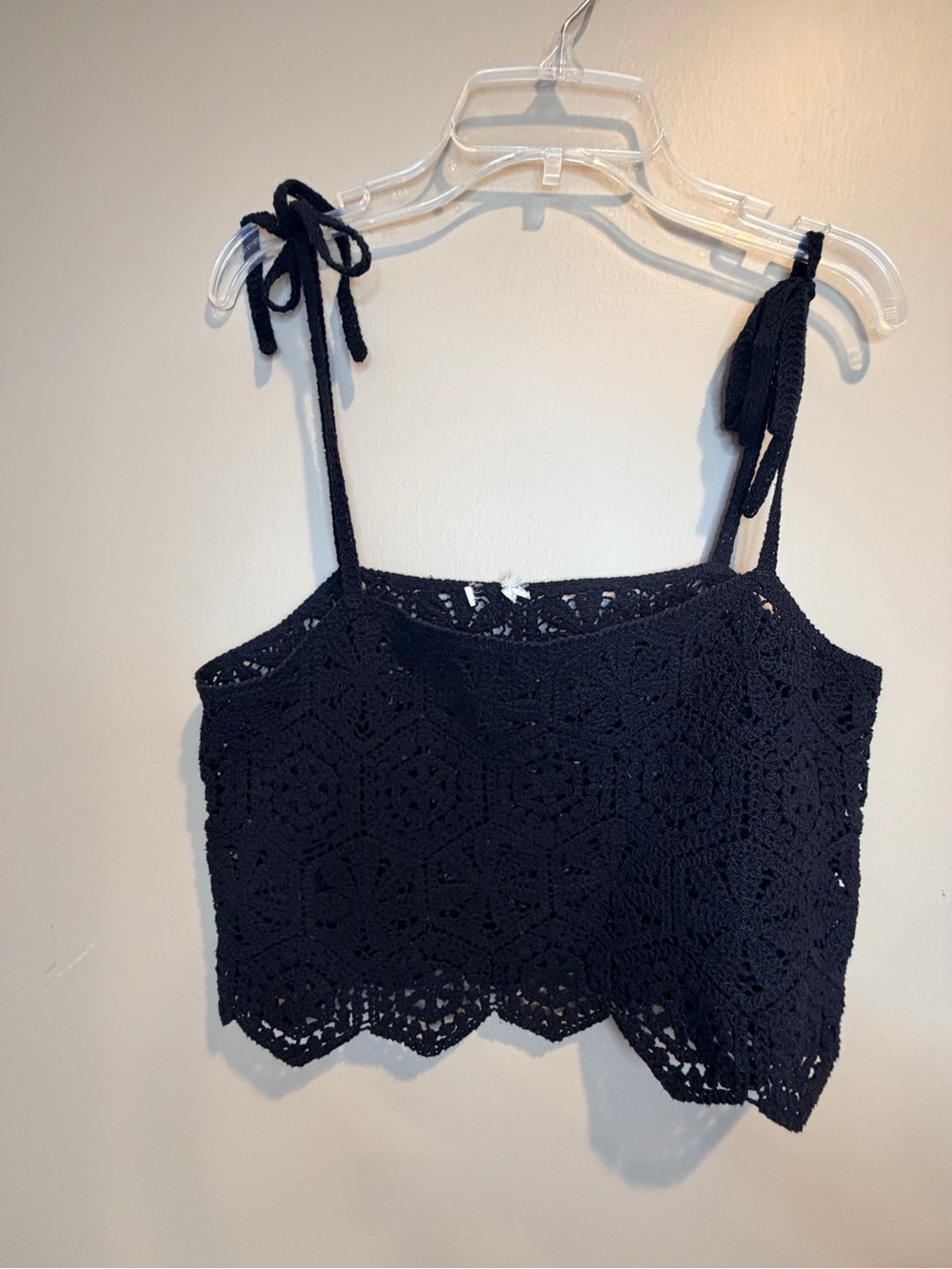 H&M Black Crocheted Tie-Shoulder Camisole